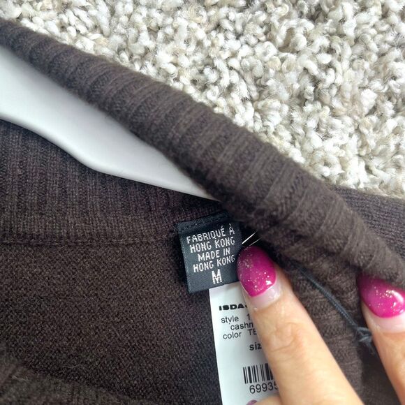 ISDA & CO Sweater Women's Medium Teak Brown Cashmere Kimono Sleeve Tube NWT - Picture 5 of 7